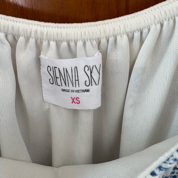 Sienna Sky Blue and White Flutter Sleeve Sundress - Picture 3 of 5